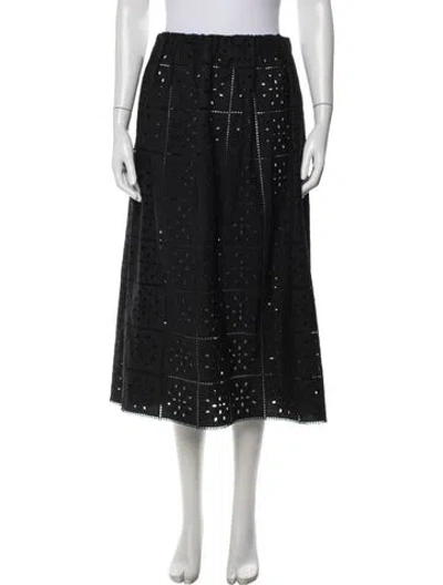 Pre-owned Ganni Lace Pattern Midi Length Skirt In Black