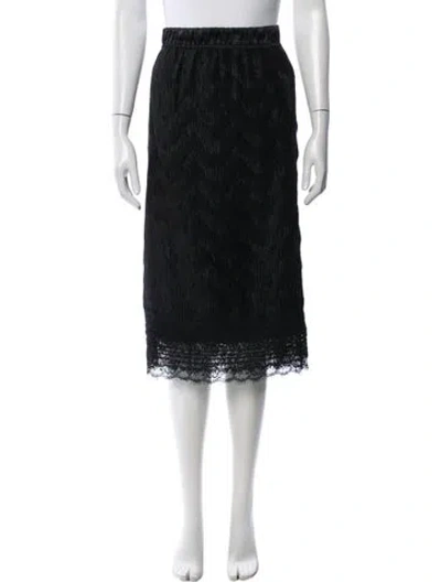 Pre-owned Ganni Lace Pattern Midi Length Skirt In Black
