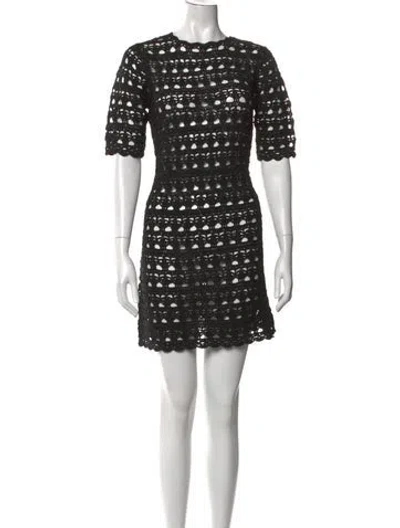 Pre-owned Ganni Lace Pattern Mini Dress W/ Tags In Black/metallic