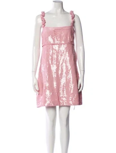 Pre-owned Ganni Lace Pattern Mini Dress W/ Tags In Pink