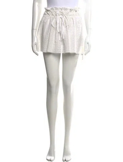 Pre-owned Ganni Lace Pattern Mini Skirt In White