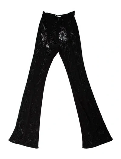 Pre-owned Ganni Lace Pattern Wide Leg Pants W/ Tags In Black