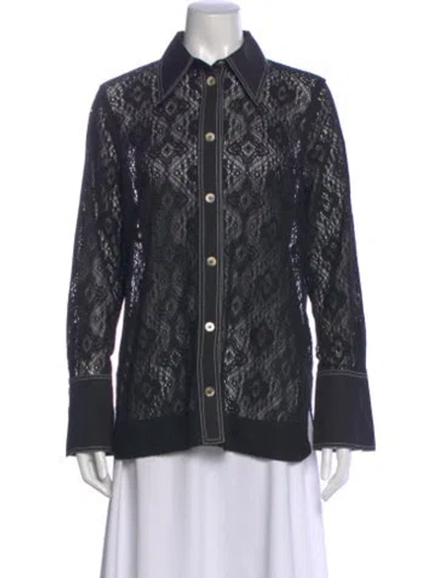 Pre-owned Ganni Lace Sweater In Black