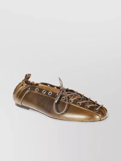 Ganni Lace Up Ballerina Eyelets