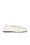 Ganni Lace-up Embellished Recycled Leather Ballet Flats In Neutral