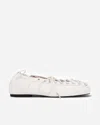 Ganni Lace-up Embellished Recycled Leather Ballet Flats In Neutral