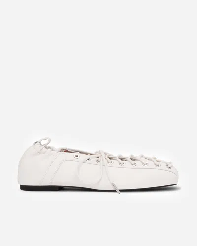 GANNI LACE UP BALLERINA | WHITE | SIZE: