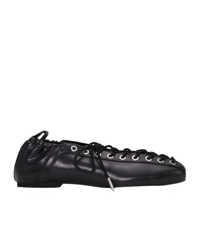 GANNI GANNI SQUARE-TOE LACE-UP BALLEINA SHOES