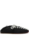 Ganni Sporty Nylon Ballerina Sneakers Lace Up In Black