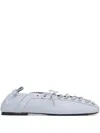 Ganni Light Blue Lace-up Ballerinas In White