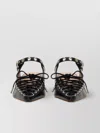 Ganni Lace-up Block Heel Mules