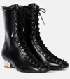 Ganni Black Oleatex Eyelets Lace-up Ankle Boots In Black