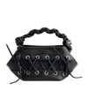 Ganni Womens Black Bou Mini Eyelet Leather Top-handle Bag In Black