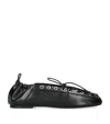 Ganni Black Lace-up Ballerinas With Metal Eyelets And Elasticized Ankle In Eco-leather Woman In Black