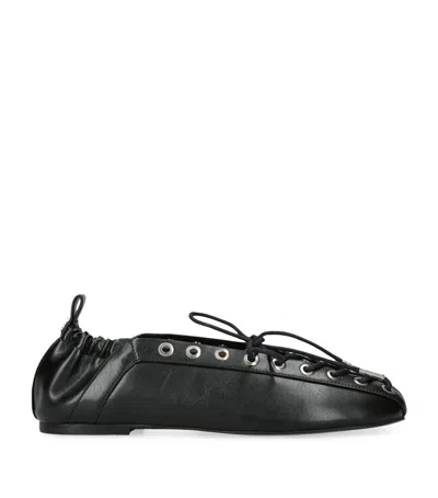 GANNI LACE-UP EYELET BALLET FLATS