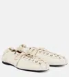 Ganni Round Toe Elasticated Ballerina Shoes In White