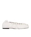 Ganni Lace-up Embellished Recycled Leather Ballet Flats In Neutral