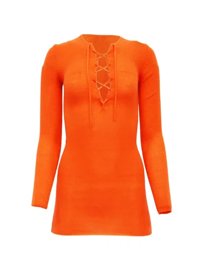 Pre-owned Ganni Lace-up Long-sleeve Top In Orange