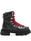 Ganni Lace-up Lug-sole Boots In Black