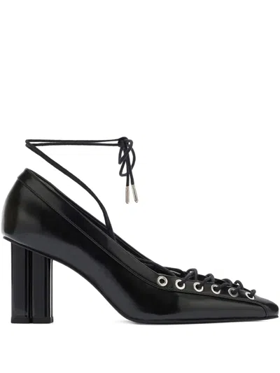 Ganni Lace-up Pointed Pumps In Black