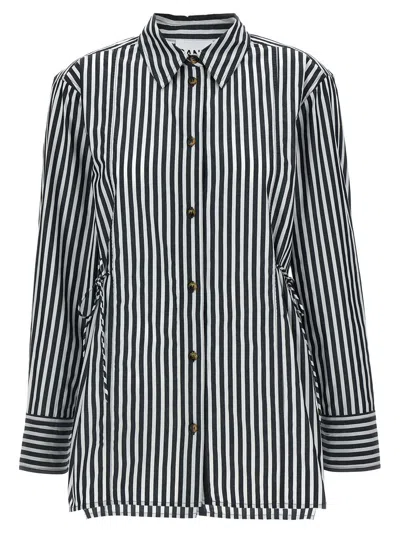 Ganni Lace-up Shirt In Black