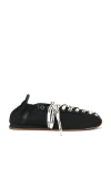Ganni Sporty Nylon Ballerina Sneakers Lace Up In Black