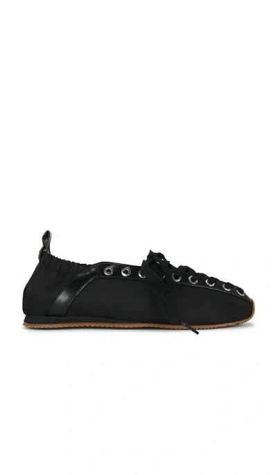 Ganni Lace Up Sporty Ballerina Sneaker In Black