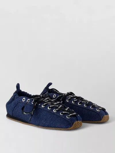 Ganni Lace Up Sporty Ballerina Sneakers Synthetic In Blue