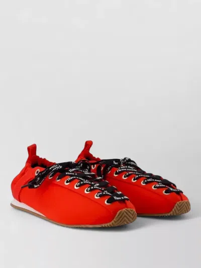 Ganni Lace Up Sporty Ballerina Sneaker In Goji Berry