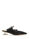 Ganni Womens Black Eyelets Lace-up Faux-leather Mules Eur 39 / 6 Uk