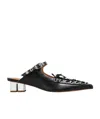 Shop Ganni Black Oleatex Lace-up Mules