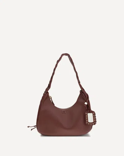 Ganni Laced Shoulder Bag In Burgundy