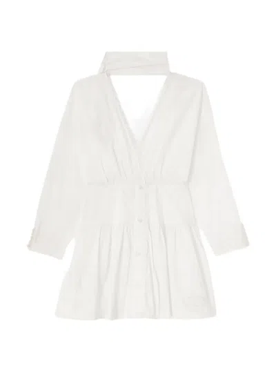 Ganni Lace-trim Wrap-style Mini Dress In White