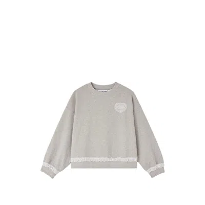 Ganni Lace-trimmed Sweater In Multi