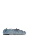 Ganni Crystal-embellished Denim Lace-up Ballerinas