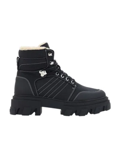 Ganni Lacing Short Boots In Black