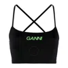 Ganni Logo-print Active Strap Top In Black