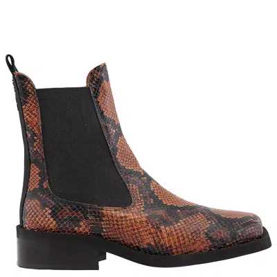 Ganni Ladies Embossed Snake Chelsea Boots