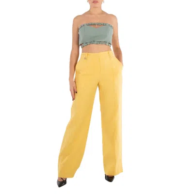Ganni Ladies Green Bay Suiting Strapless Crop Top