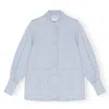Ganni Future Logo Denim Shirt In Blue