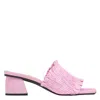 Ganni Pink Smocked Block Heel Sandals In Purple