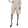 Ganni Ladies Light Melange Suiting Belted Tailored Shorts