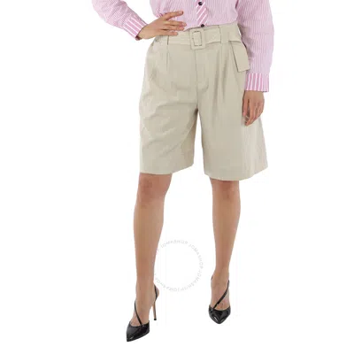 Ganni Ladies Light Melange Suiting Belted Tailored Shorts In Neutral