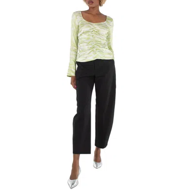 Ganni Ladies Margarita Silk Stretch Shirt, Brand Size 36 (us Size 2) In Green