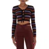 Ganni Ladies Multicolour Striped Crop Cardigan, Size X-small In Multi