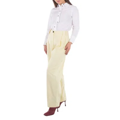 Ganni Ladies Pale Banana High Waisted Tailored Pants, Brand Size 40 (us Size 6) In Neutral