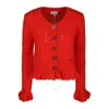 Ganni Ladies Racing Red Mohair Butterfly-button Cardigan In Red
