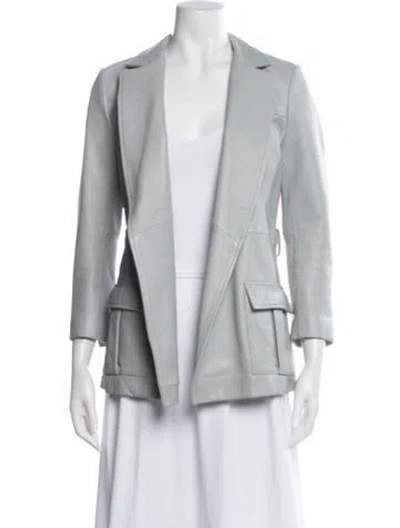 Pre-owned Ganni Lamb Leather Blazer In Silver