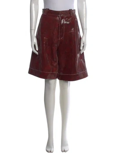 Pre-owned Ganni Lamb Leather Knee-length Shorts In Multi