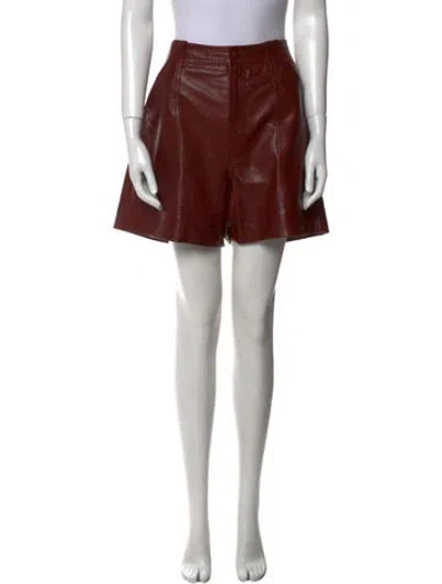Pre-owned Ganni Lamb Leather Mini Shorts In Brown